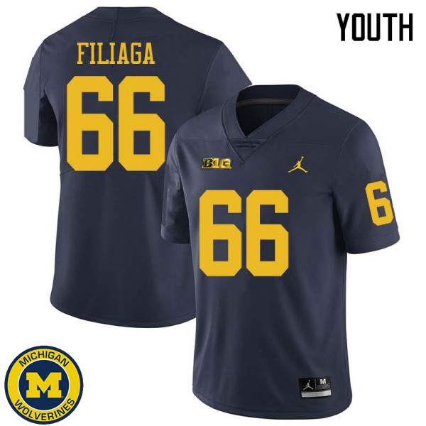 Youth Michigan Wolverines #66 Chuck Filiaga Navy Jordan Brand High School Jersey